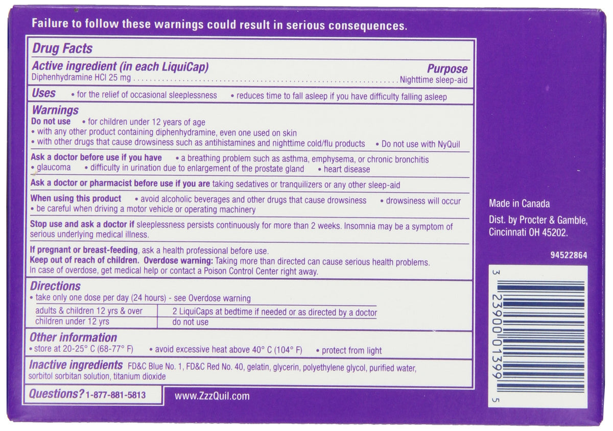 Vicks ZzzQuil Nighttime Sleep-Aid Liquicaps 24 Count