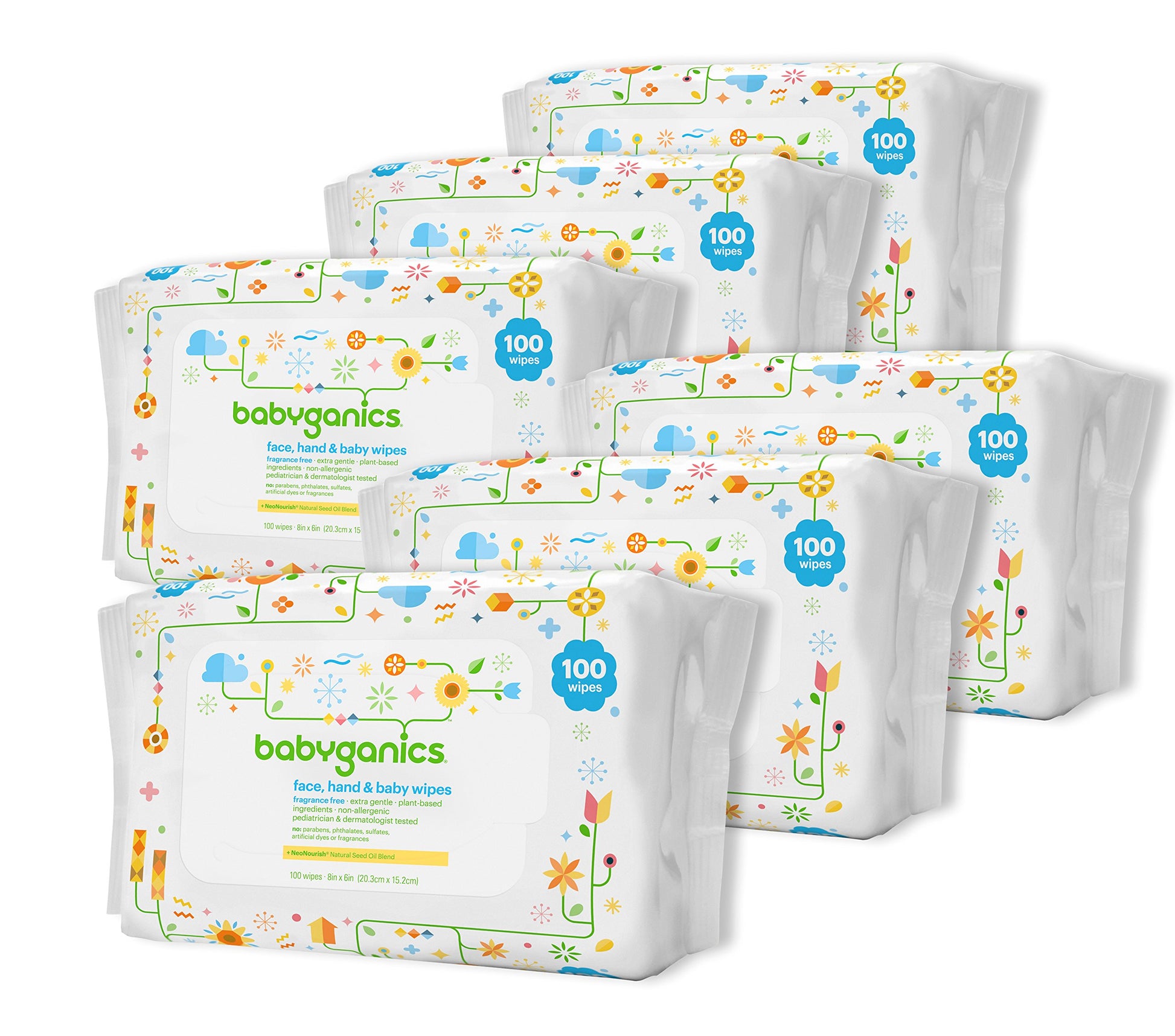 Babyganics Baby Wipes, Unscented, Packaging may vary, 100 Count (Pack of 6)