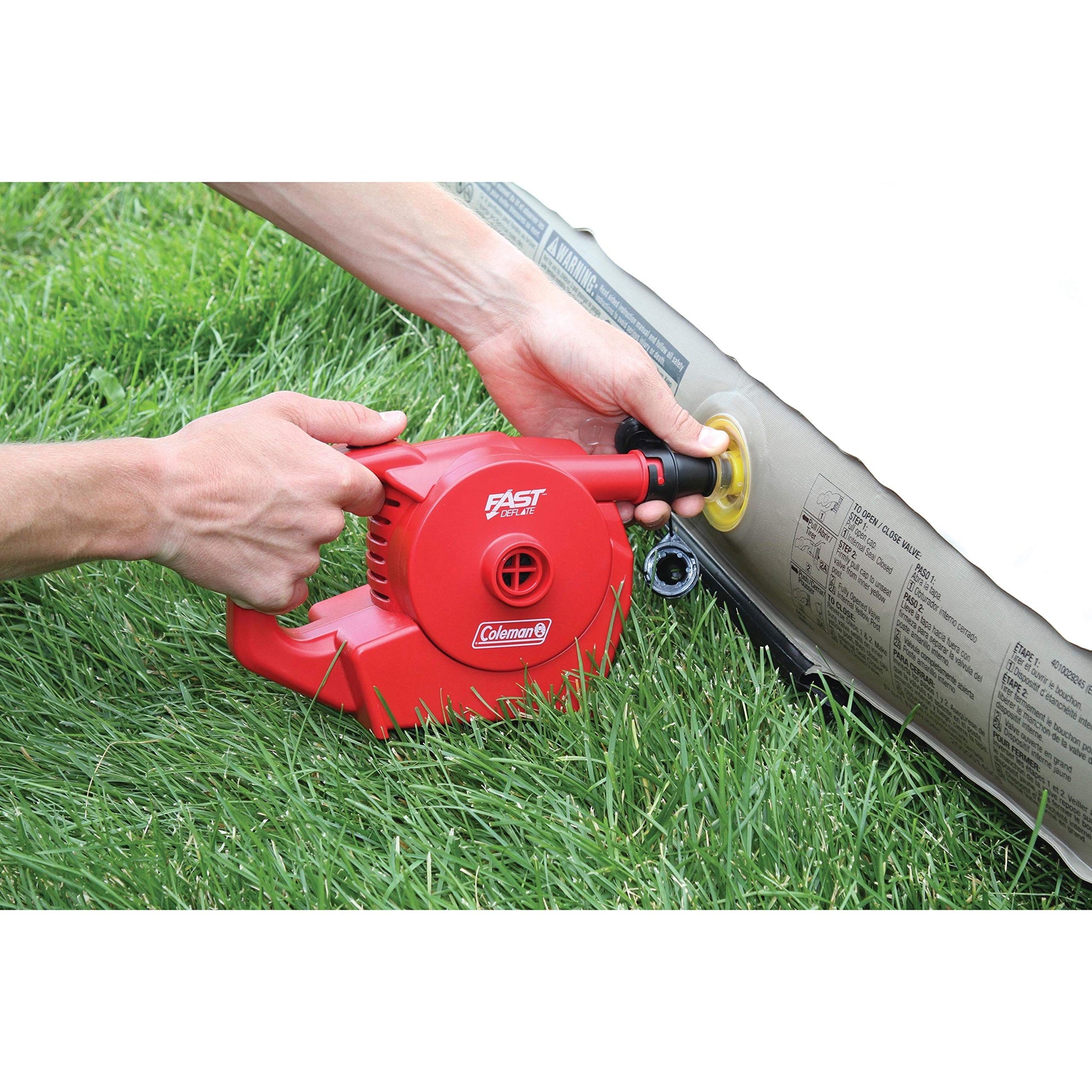 Coleman QuickPump Air Pump for Air Beds & Inflatables, Portable Air Pump with Fast Inflation or Deflation, Battery-Powered/Rechargeable/12-Volt/120-Volt Power Options