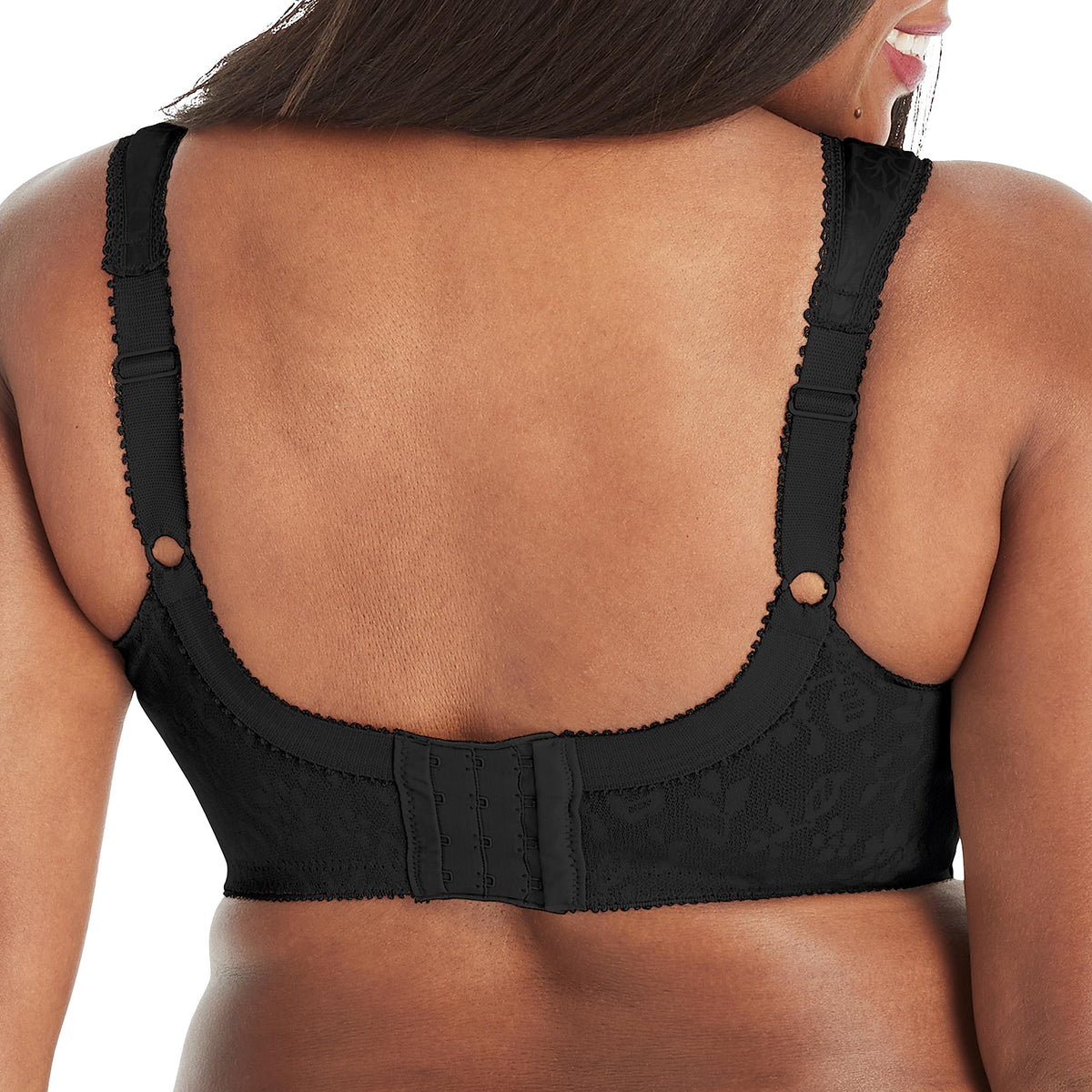 Playtex Women 18 Hour Comfort-Strap Wireless, Full-Coverage Bra, Single, Black/Black, 2-Pack, 46DD