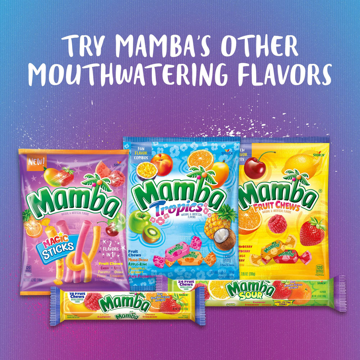 Mamba Tropics Fruit Chews Candy,24 Count(Pack of 24)
