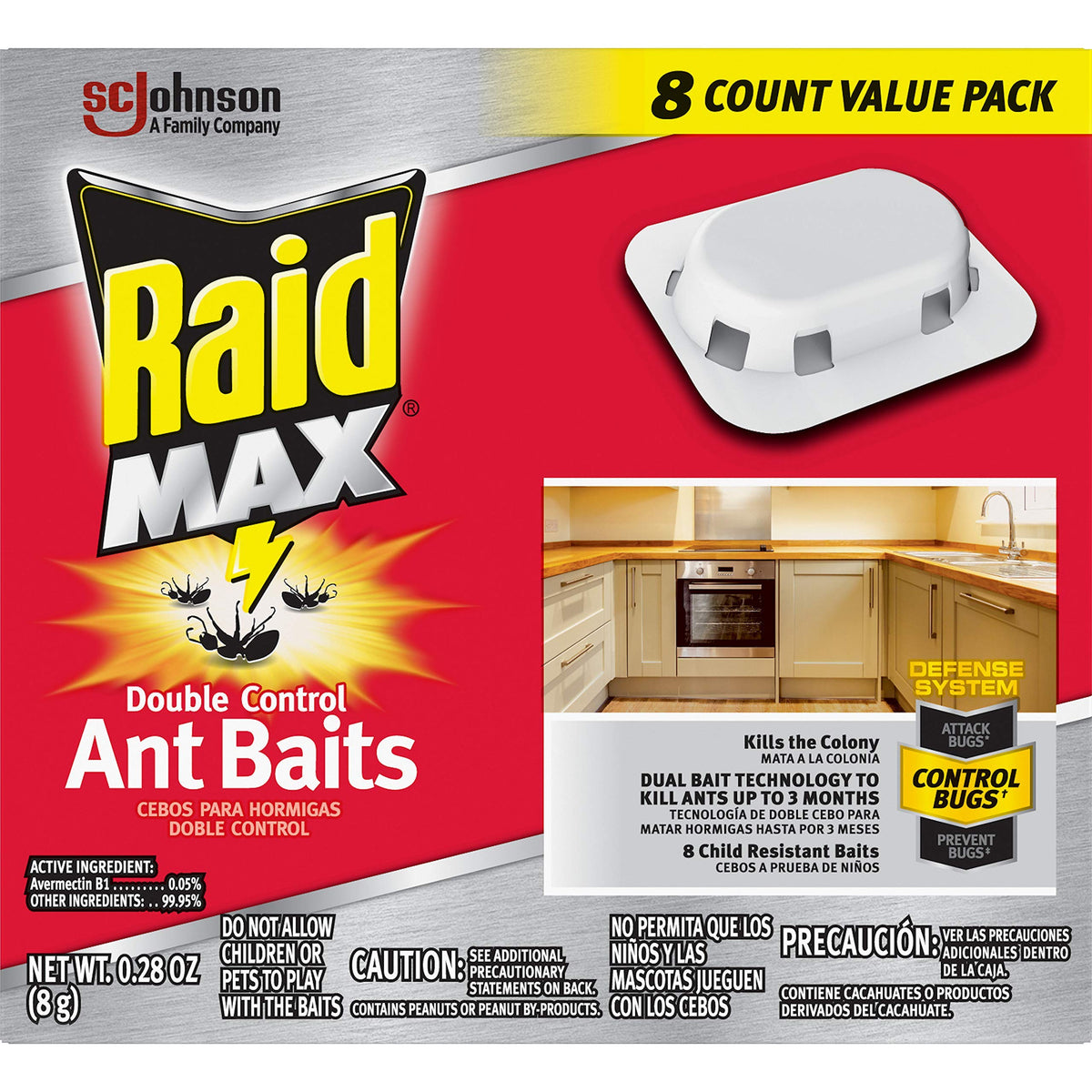 Raid Max Double Control Ant Baits Dual Bait Technology 8 Count (Pack of 4)