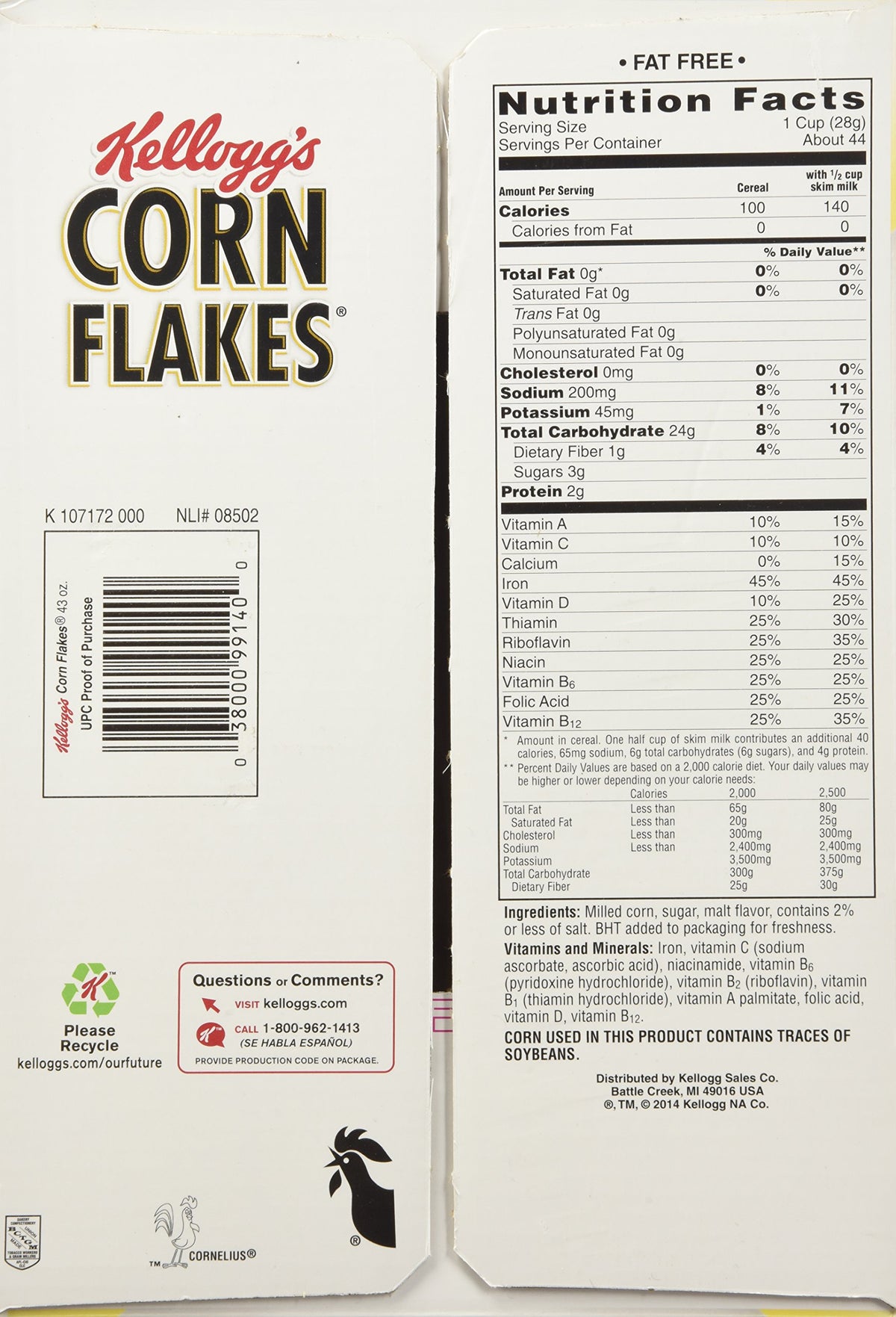 Kellogg's Corn Flakes, 43 Ounce