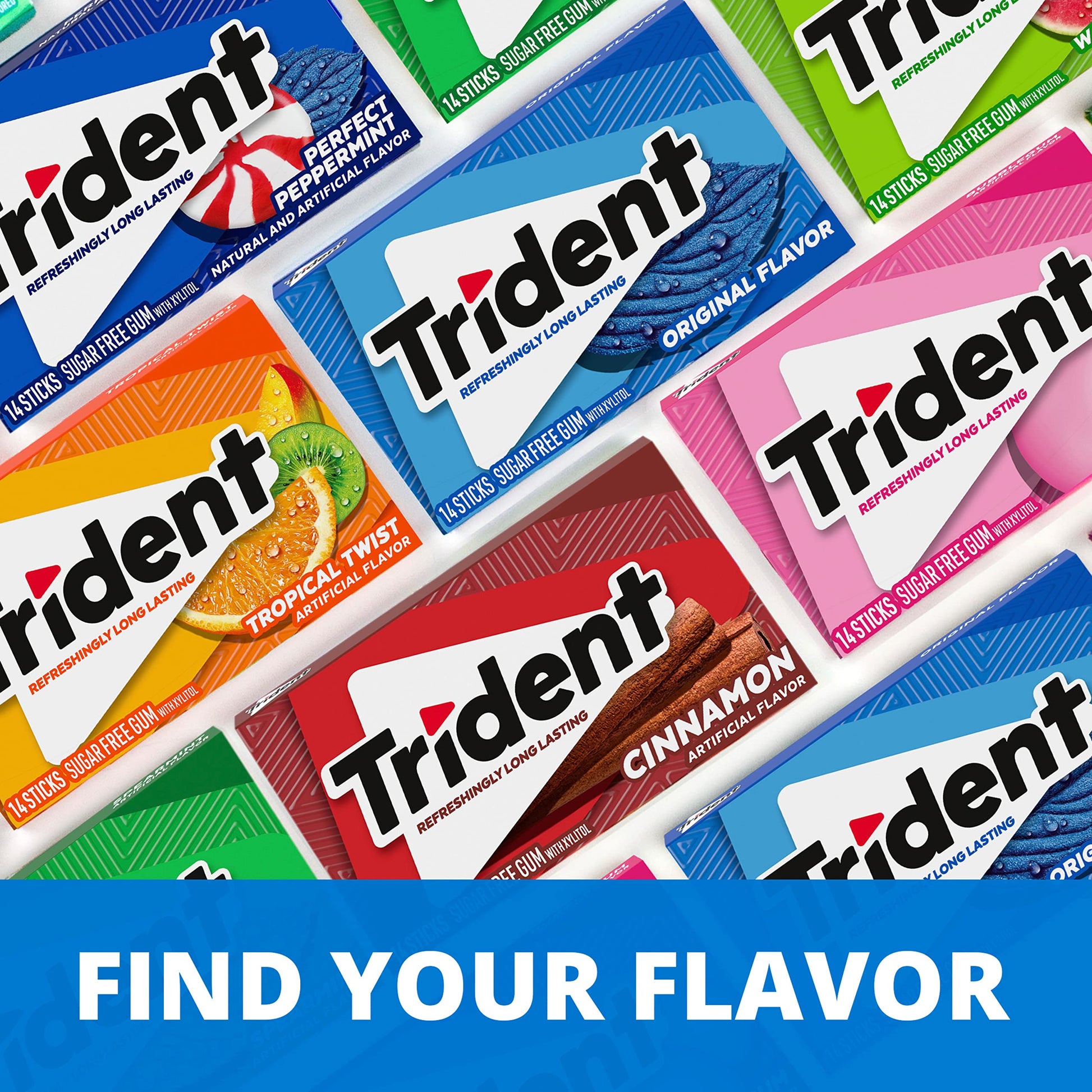 Trident Sugar-Free Chewing Gum Variety Pack Candy, Assorted Flavors, 21 Packs of 14 Pieces (294 Total Pieces)