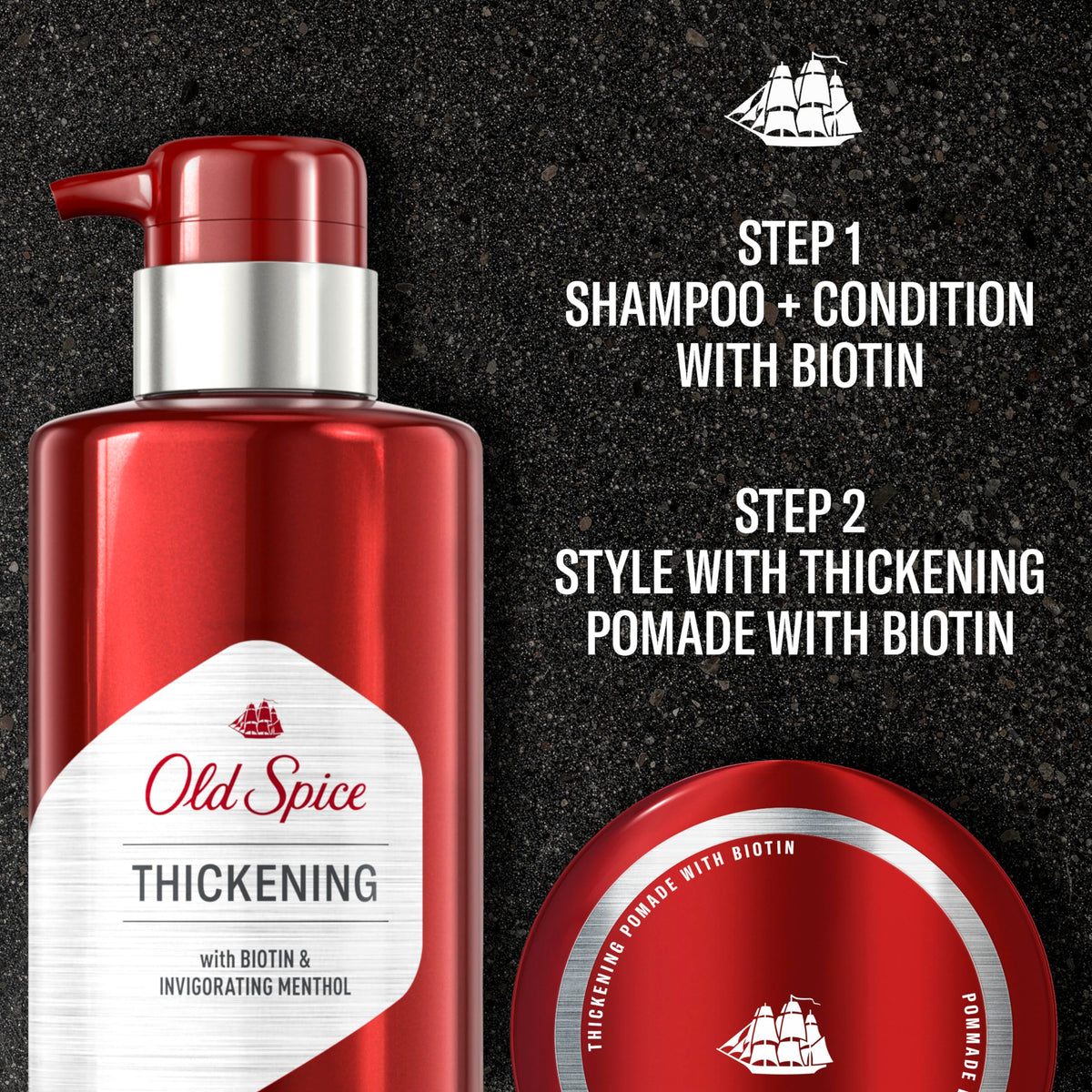 Old Spice Thickening 2-in-1 Men's Shampoo and Conditioner with Biotin and Invigorating Menthol, 17.9 oz