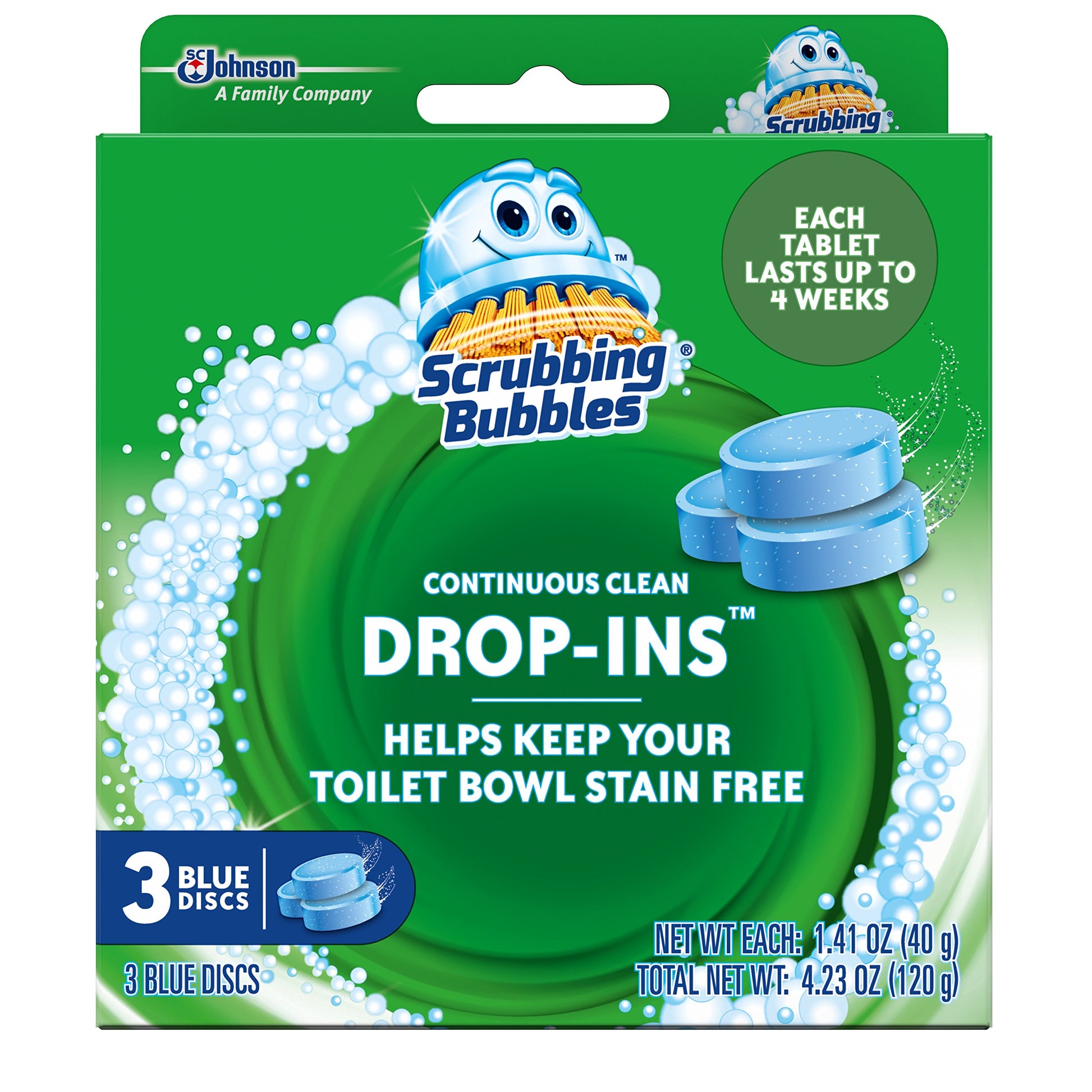 Scrubbing Bubbles Continuous Clean Drop-Ins, Blue Discs, 3 ct, 4.23 oz. - 2 Pack