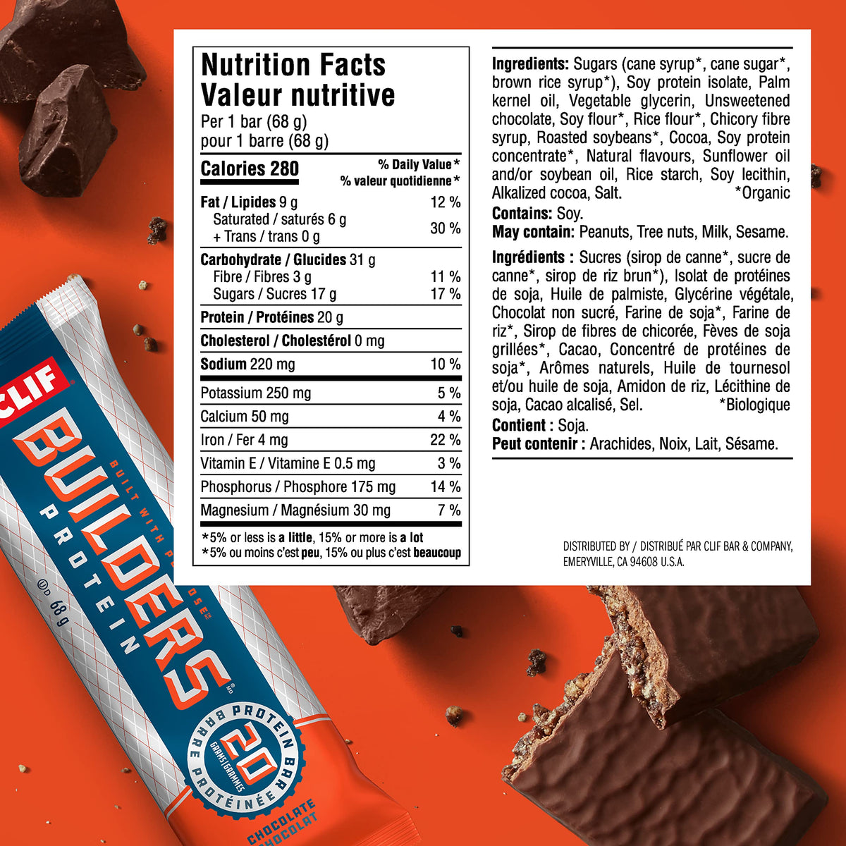 CLIF BUILDERS CHOCOLATE CS 12, 2.4 GR
