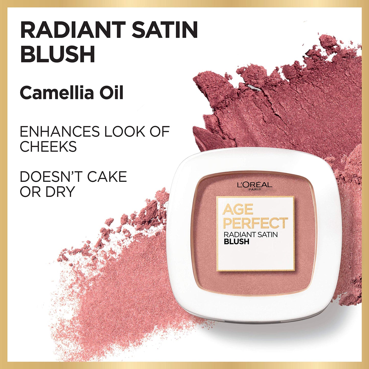 Lâ€™OrÃ©al Paris Age Perfect Radiant Satin Blush with Camellia Oil, Amber