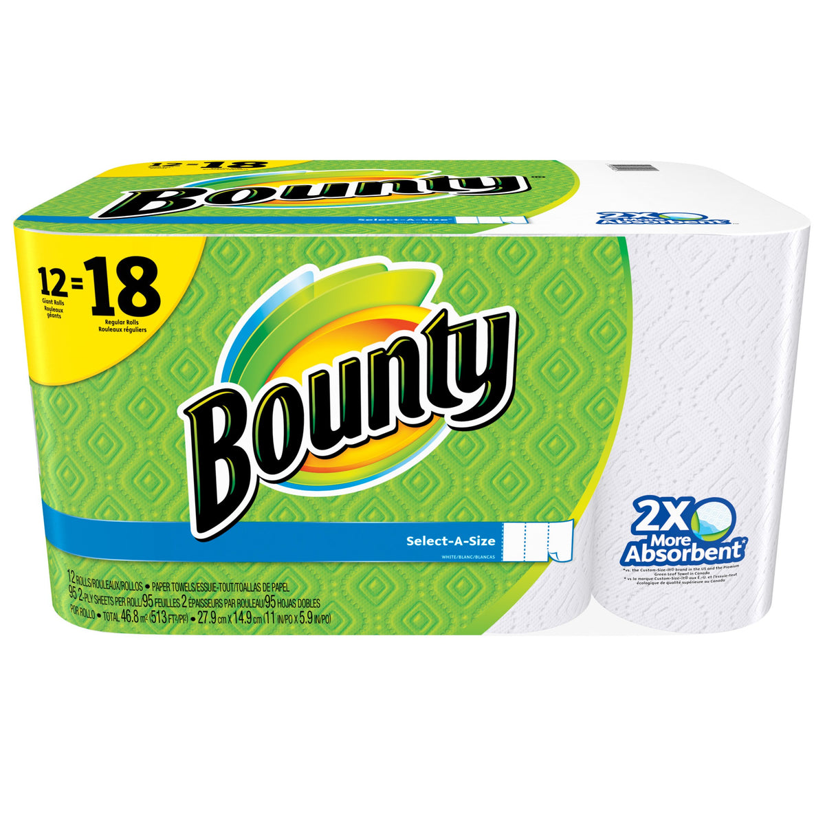 Bounty Select-a-Size Paper Towels, White, 12 Count