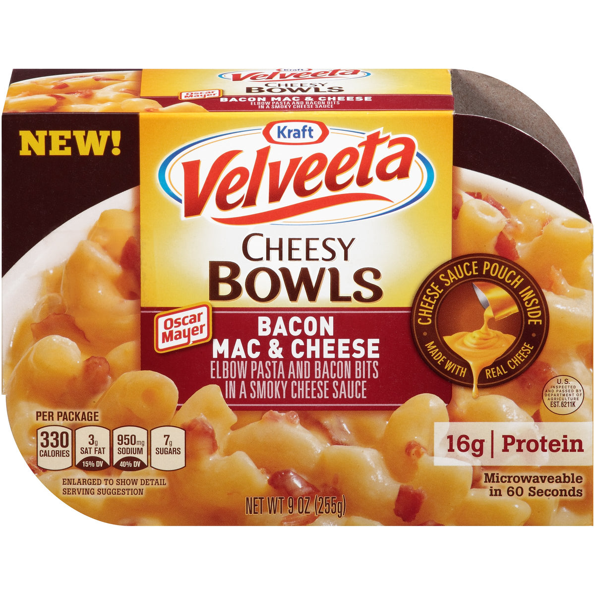 Velveeta Dinner Macaroni & Cheese Bacon Bowl 9 oz. (6 pack)
