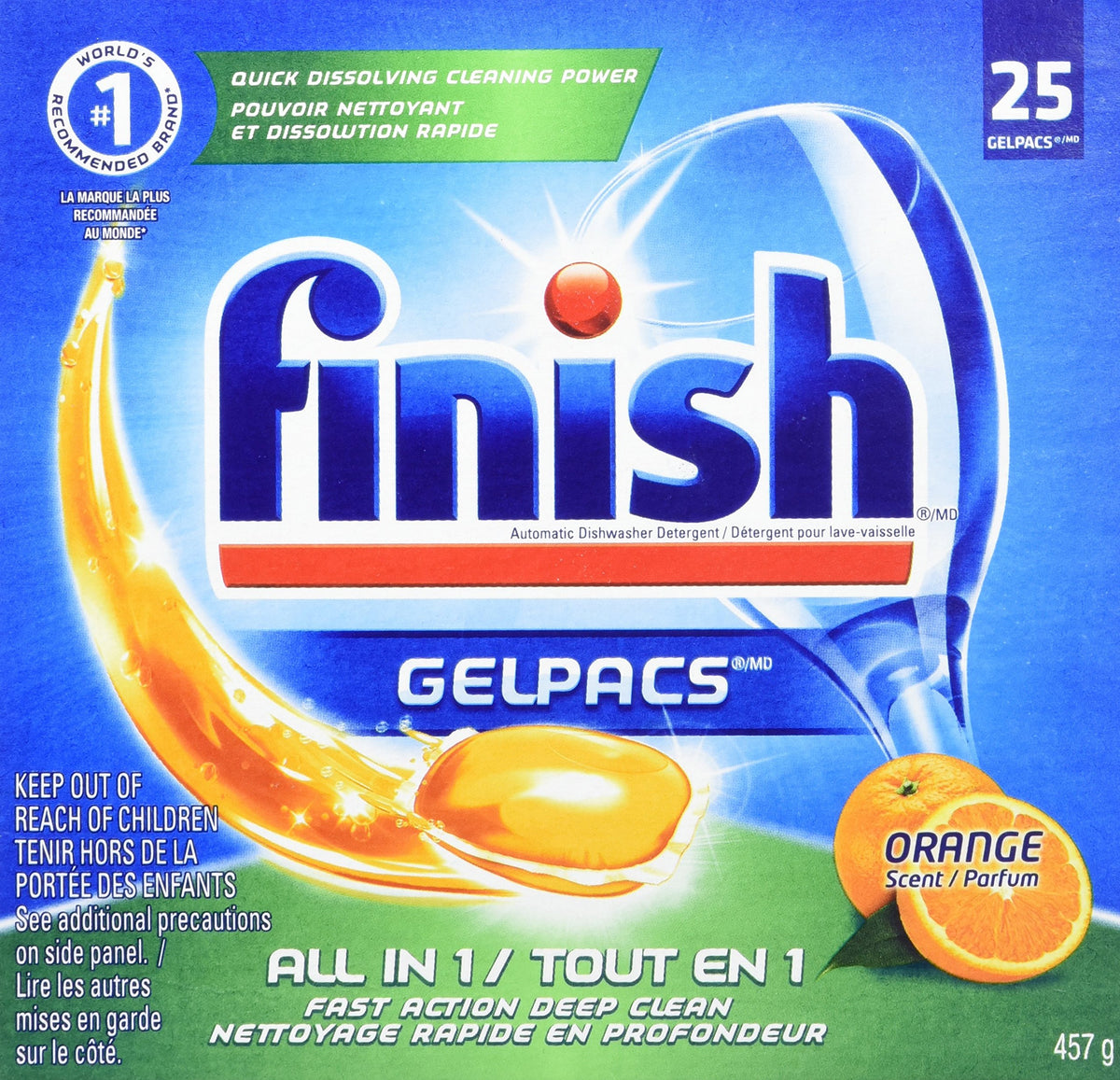 Finish Gelpacs Scent Automatic Dishwasher Detergent, Orange, 25 Count