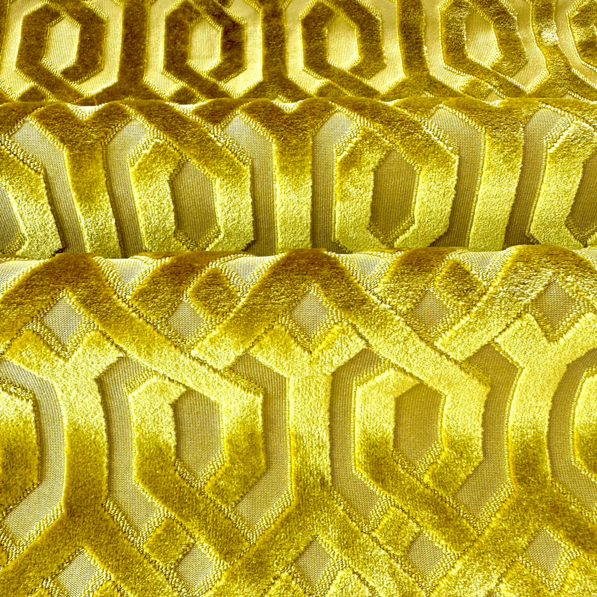 PoshMart Throw Pillow Cover, 18" x 18" Modern Yellow Geometric, Embroidery Cut, Velvet Luxury Contemporary Pillow Cover, for Couch, Sofa, Living Room, Bedroom (Insert NOT Included)