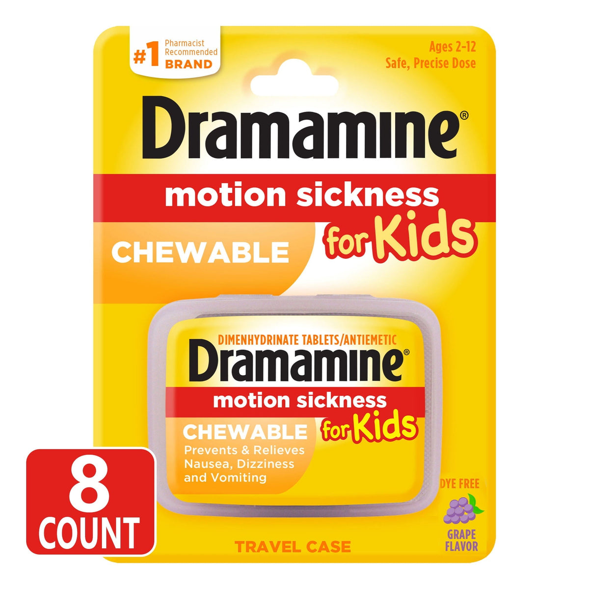 Dramamine Kids Chew 8 ct Grape product image 1